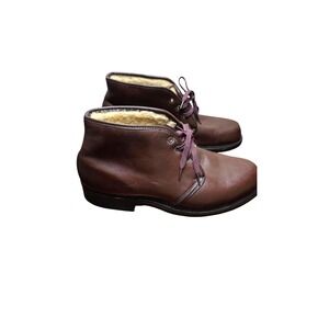Hydes Flexible Air Cushioned Leather Shearling-Lined Brown Boots Men's Size 8.5
